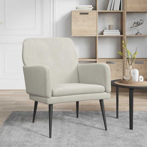 vidaXL Poltrona Crema 62x79x79 cm Velluto