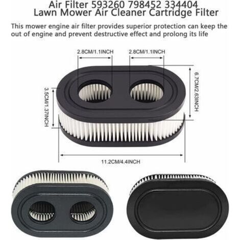 LaBlanc – Lot de 2 filtres à air 593260 798452 334404 pour tondeuses à gazon, filtres de rechange pour moteurs des séries 550E, 500EX, 550EX, 625 et 575EX, accessoires pour tondeuses à gazon