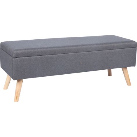Panca contenitore multifunzionale con spazio integrato 40 x 110 x 40 cm in lino grigio 130017660