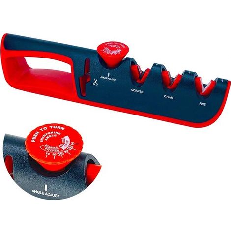 Afilador de cuchillos y tijeras 4 en 1 de tres etapas con ángulo de hoja ajustable (1/5)