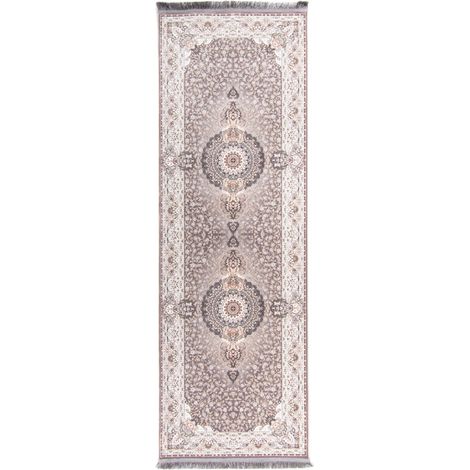 Tapis persan Raha  - 200x100cm, Rectangular - 100% Acrylique - Tissé - Gris