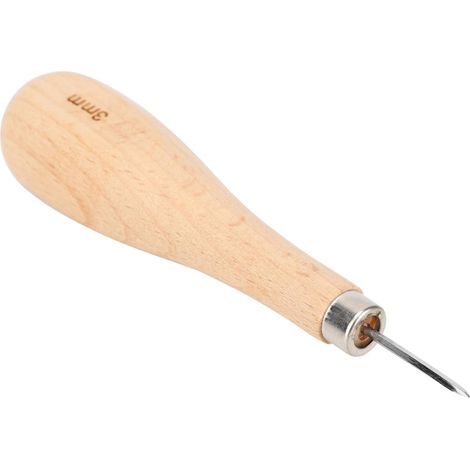Diamond-Shaped Steel Punch, 3mm, Beech Handle, Leather Tool, Precise Punching for Crafts (1/5)