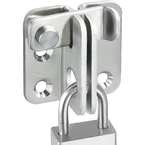 Serrure de porte extérieure, serrure de porte intérieure (avec vis), convient pour fenêtres, armoires et jardins, serrure de porte coulissante (finition argent en acier inoxydable) (1/5)