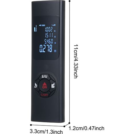 Mini telémetro láser de alta precisión S3 que mide distancia, área y volumen, con pantalla LCD y carga tipo C, IP54. (1/5)