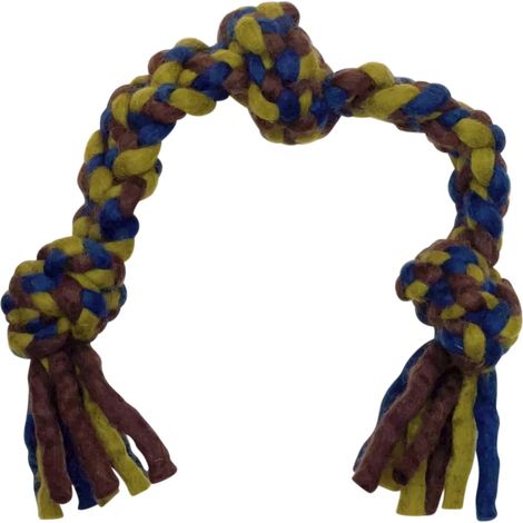 Jouet à Tirer Corde Nouée Résistante, 38 cm, Couleur Marine/Vert, pour Chien, Jouet interactif pour Chien Chiots, pour Rapporter et Tirer