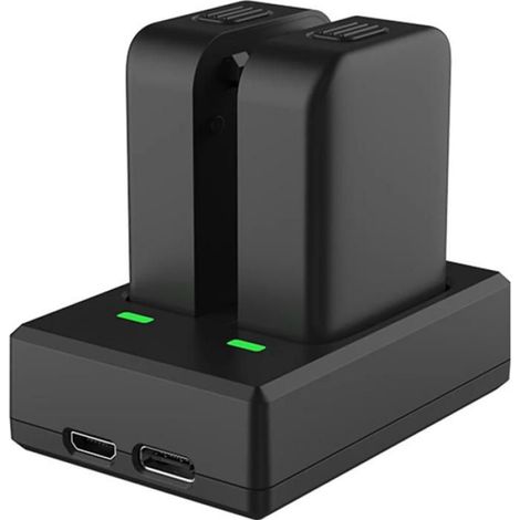 Chargeur batterie SJCAM C300 double emplacement +2batteries 3,7V 1000mAh micro USB+Type-C compatible caméra sport