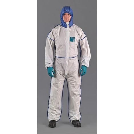 Combinaison de protection AlphaTec® 1800 Comfort Gr.XXXL blanc/bleu EPI III (1/4)