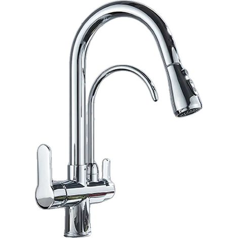 Rubinetto, bocca estraibile, design a doppia maniglia, cromato A (1/2)