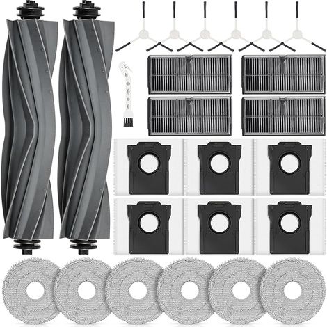 25 Accessoires pour DREAME L10s Pro Ultra Heat / L10s Ultra Gen 2 / X30 Ultra/MOVA E30 Ultra Robot Aspirateur. 2 Brosse Principale, 4 Filtres, 6 Chiffons, 6 Sacs Poussire, 6 Brosses latrales (1/5)