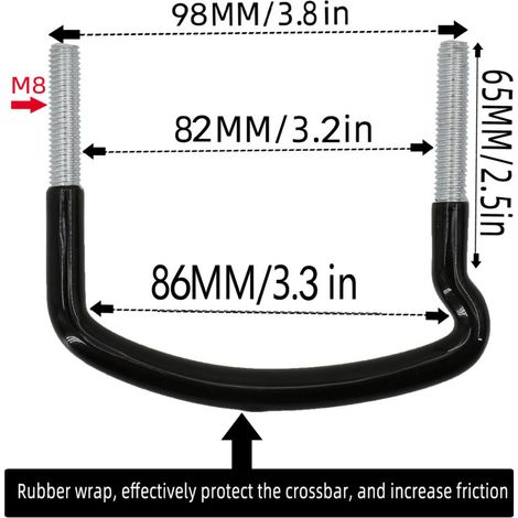 Kit de montage universel pour coffre de toit en acier inoxydable, 4 pièces, avec 8 écrous de blocage et 2 sangles (1/4)