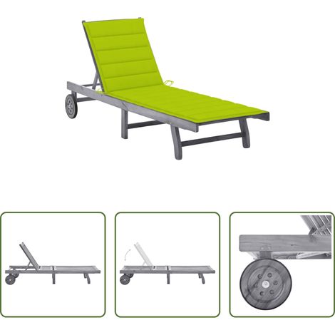 Chaise longue bois - Chaise longue de jardin avec coussin Gris Bois d'acacia solide (1/5)