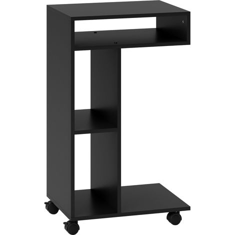 C formiger beistelltisch mit rollen 3 ablagen 40 x 30 x 69 cm schwarz 211776609 (1/5)