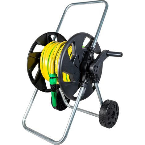 Carrello Avvolgitubo Manuale in Acciaio con Tubo 25 mt e Accessori Agrati Nero (1/5)