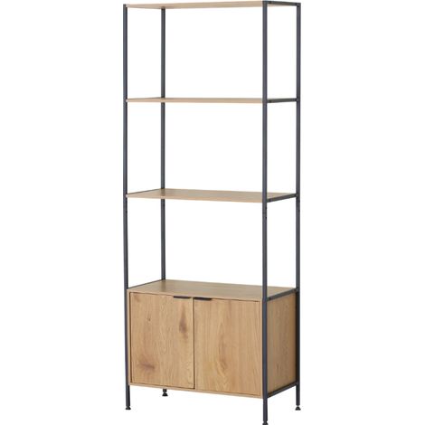 Regal mit 4 Ablagefächern und Schrank 176 cm aus Eiche und schwarz TYDIE