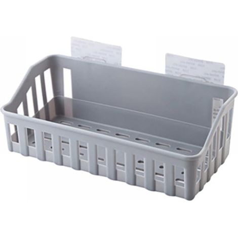 Panier De Rangement Murale - Sans Perçage - Pour Cuisine Salle De Bain Jardin - 26,5 X 12 X 6 Cm - Blanc Gris Kaki - 1 Pièce (1/5)