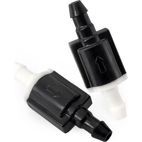 Set of 2 black front windshield washer nozzles with universal non-return valve – Model 85321 / 26020