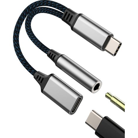 Adaptateur USB C Jack Vers Ecouteur 3.5mm Type C Chargeur Splitter(2 en 1)pour iphone16 15 Pro Max Compatible Avec Samsung Galaxy S24 Pour Apple Audio Casque AUX Cable Connecteur Microphone Auxiliaire (1/5)
