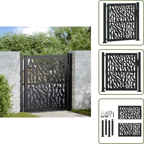 vidaXL Gartentor Schwarz 105x106 cm Stahl Spurendesign