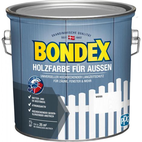 Bondex Holzfarbe für Außen - Größe: 2,5 L - Farbe: Weiß - Nr.: 428252 (1/3)