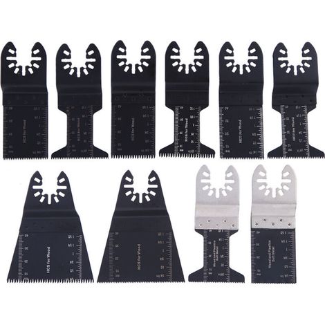 Lot de 10 accessoires oscillants - Lame de scie oscillante - Pour bois, plastique, métal - Outil multifonction - Outil oscillant - Accessoires de lames de scie pour oscillation (noir)