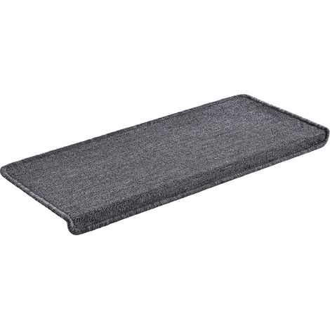 Set di 15 gradini rettangolari antiscivolo 65 x 24 cm con bordo grigio scuro 030007609