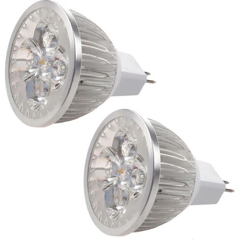Lot de 2 ampoules LED GU5.3 MR16 12V blanc chaud, 4 x 1 W, projecteur (1/5)