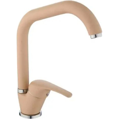 Rubinetto Miscelatore Monocomando Canna Alta Quadrata Girevole Granito/Avena