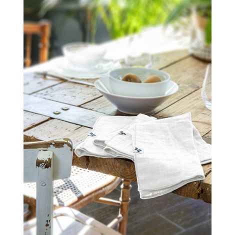 Lot de 3 serviettes de table "Gaïa" 40 x 40 cm "Gaze de Coton" - Gaïa Chantilly - Gaia Chantilly -