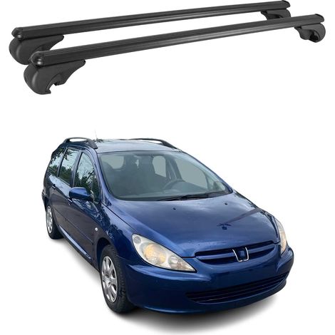 OMAC Aluminium Dachträger Querträger für Peugeot 307 Kombi 2001-2008 – TÜV / DIN 75302:2019 – Abschließbar – Max. 75 kg – 2 Stangen Schwarz (1/5)