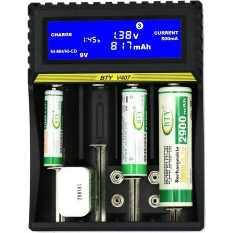 Chargeur Batterie - Li-Ion Li-Fe Ni-MH Ni-CD - 18650 26650 AA AAA 9V 16340 14500 6F22 - USB Intelligent - 1 Unité (1/4)