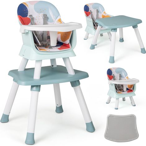 Chaise haute combinée 6 en 1 pour bébé, table d'apprentissage, chaise haute, chaise de salle à manger, chaise haute pour enfant avec ceinture de sécurité et plateau (1/5)