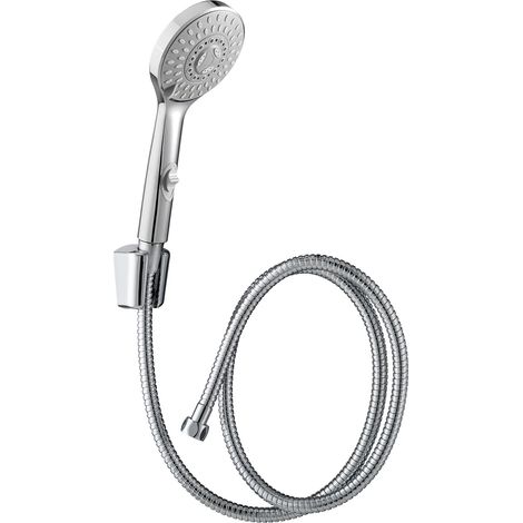 Wirquin – Douchette CINDY chromée 5 jets – Flexible inox 1,50 m – Fonction anticalcaire – Bouton Stop Jet pour économie d'eau