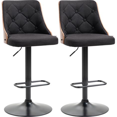 Lot de 2 chaises de bar DIONYSOS noir et bois (1/5)