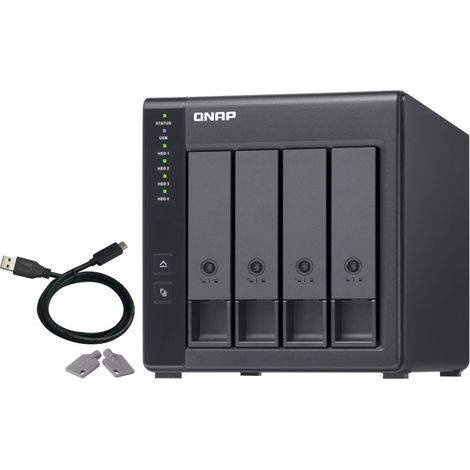 4-Bay QNAP TR-004 - 2.5/3.5 Zoll - Serial ATA II - 0.1.5.10.JBOD - 3.2 Gen 1 (3.1 Gen 1) - USB Typ-C Gehäuse (1/5)