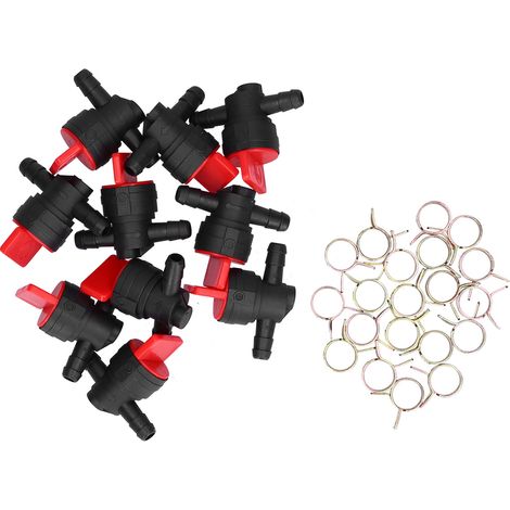 10Pcs Noir Rouge 90° Robinet Coupe-Carburant Pince pour Ligne Carburant 1/4in 494539 698181 697944 35857 (1/5)