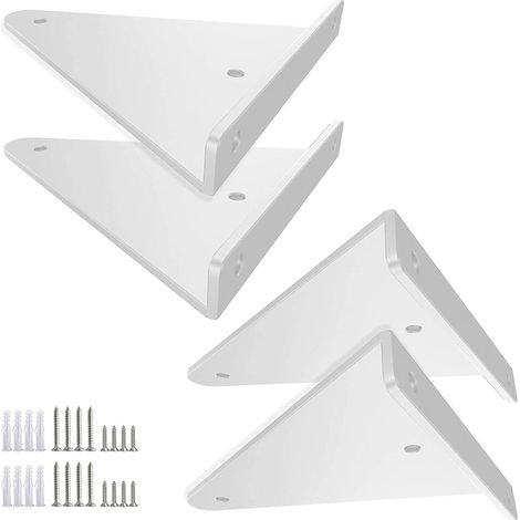 Pieza de soportes de estante resistentes, triángulo oculto, soporte de estante de metal, estante de pared invisible con tornillos, decoración retro, soportes de estante para colgar estantes DIY (80 x  (1/5)