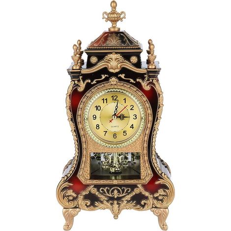 Horloge de Bureau Vintage Rétro de Style Européen Horloge de Table Antique en Plastique Réveil Bureau Réveil pour La Maison Hôtel Salon Chambre Bureau Décor (1/5)