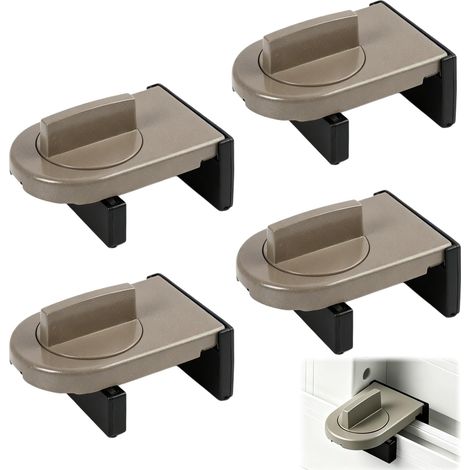 4 PCS Verrou Baie Coulissante,Verrou Sécurité Pour Fenêtre Coulissante,Cierre Ventana Corredera,Bloque Fenêtre Sans Perçage,Serrure Réglable Robuste en Fer et Caoutchouc,Seguro Ventanas Correderas (1/5)