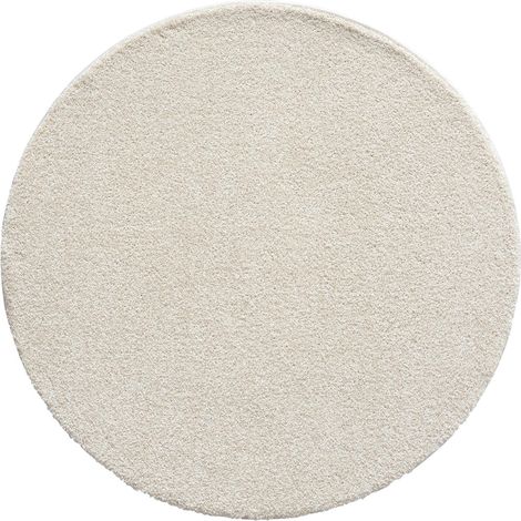 FLOORNOVO Hochflor Teppich rund einfarbig - Ø 120 cm - Besonders Weicher Teppich Wohnzimmer & Badezimmerteppich - Pflegeleicht - vielseitig einsetzbar im Innenbereich (1/2)