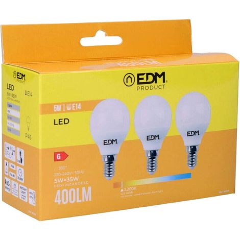 edm Ampoules LED E14 5W blanc chaud lot de 3 (1/3)