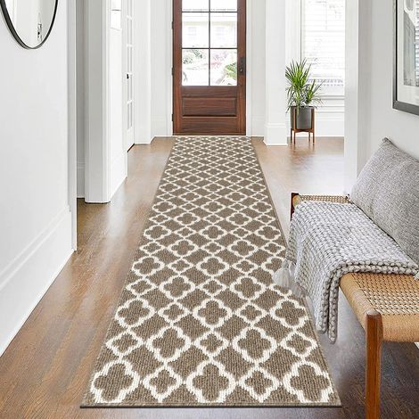Tapis de Couloir Long Antidérapant Marron 60x240cm Tapis de Cuisine Devant Évier Lavable Absorbant Tapis de Passage Moderne Tapis de Sol Long pour Cuisine, Couloir, Passage, Entrée (1/5)