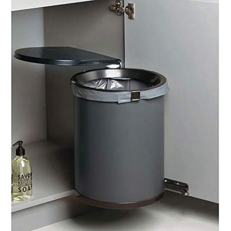 Poubelle de porte pivotante à ouverture automatique - 30 l - Amortisseur : Sans - Contenance : 30 L - Décor : Anthracite/Noir - Diamètre : 320 mm - Fixation : Droite/Gauche - Hauteur : 430 mm (1/2)
