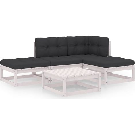INLIFE Salon de jardin 5 pcs avec coussins Bois de pin massif (1/5)