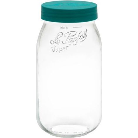 Bocal color à vis 2l en verre avec couvercle vert sapin (1/2)