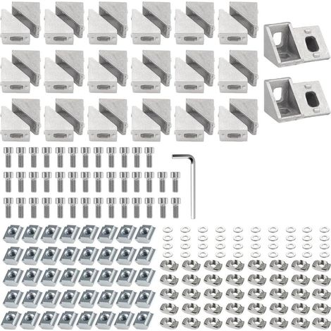 Support D'angle Pour Profilé Aluminium - 20 x 20 mm - 90 Degres - Renfort De Fixation Pour Structure En Aluminium - Lot De 20 Pieces (1/5)