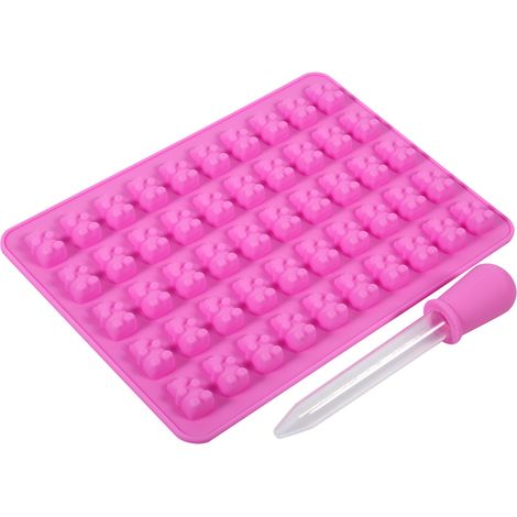 Lot de 50 Moules Ours en Silicone Rose pour Chocolat, Glaçons, Bonbons, Pâtisserie DIY