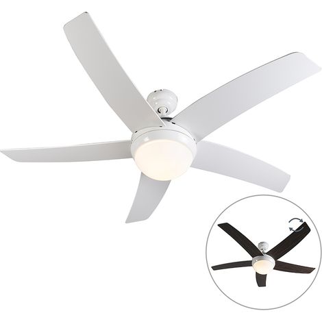 Ceiling Fan White with Wood Print 132cm with Remote Control - Cool