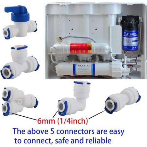 8 Pcs Inline Robinet/Vanne d'arrêt/Soupape de Isolation pour 1/4" réfrigérateur congélateur LDPE/système de Filtre à Osmose Inverse (1/4)