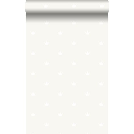 papier peint petites couronnes gris chaud et blanc - Origin Wallcoverings (1/5)
