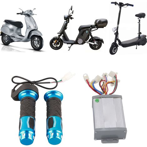 Contrôleur 24 V 800 W à balais + câble long et poignée d'accélérateur bleue pour scooters, vélos électriques et bicyclettes électriques (1/5)